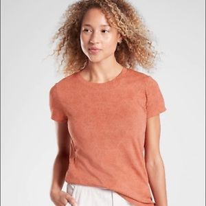 Athleta Orange Organic Daily Snake Print Crew Neck Tee